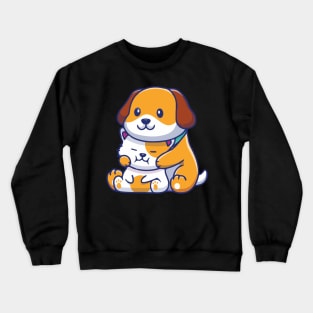 cat dog so cute face mask Crewneck Sweatshirt